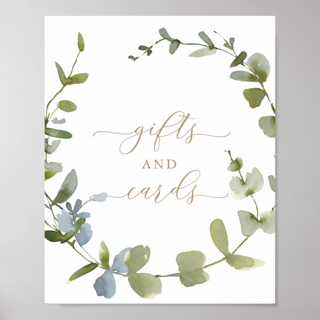 Eucalyptus Baby Shower Gifts and Cards Sign Poster (Framsidan)