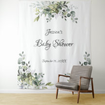 Eucalyptus Baby Shower Photo Background Tapestry