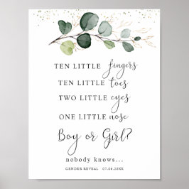 Eucalyptus Baby Shower Ten Little Finger Sign Poster