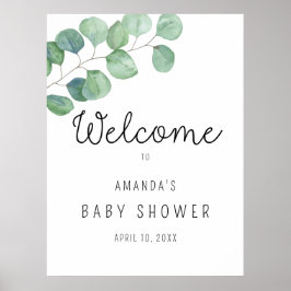 Eucalyptus - BABY Shower Välkommen Poster