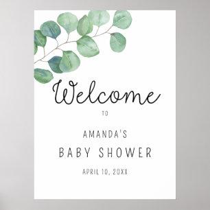 Eucalyptus - BABY Shower Välkommen Poster