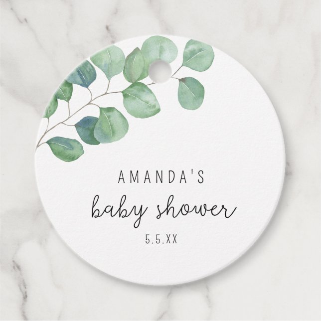 Eucalyptus - babydusch gåvor etiketter (Framsida)