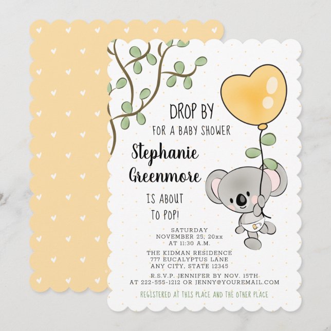 Eucalyptus Balloon Koala Bear Baby Shower (Fram/baksida)