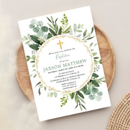 Eucalyptus baptism, grönt löv modernt inbjudningar