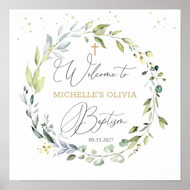 Eucalyptus Baptism i växterna Kor Baby Poster (Framsidan)