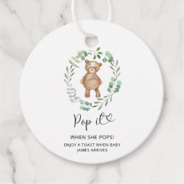 Eucalyptus bär Pop när hon poppar barndusch Gåvor Etiketter