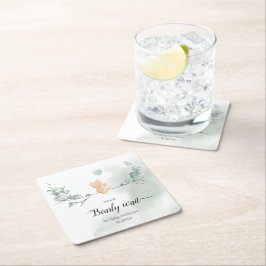 Eucalyptus Bear Baby Shower Underlägg Papper Kvadrat
