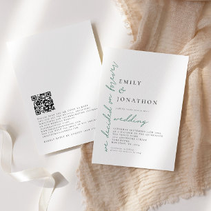 Eucalyptus Bestämde oss för Alltid QR-kod Bröllop Inbjudningar