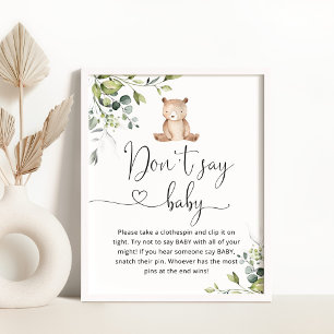 Eucalyptus björn Säg inte babyduschspel Poster