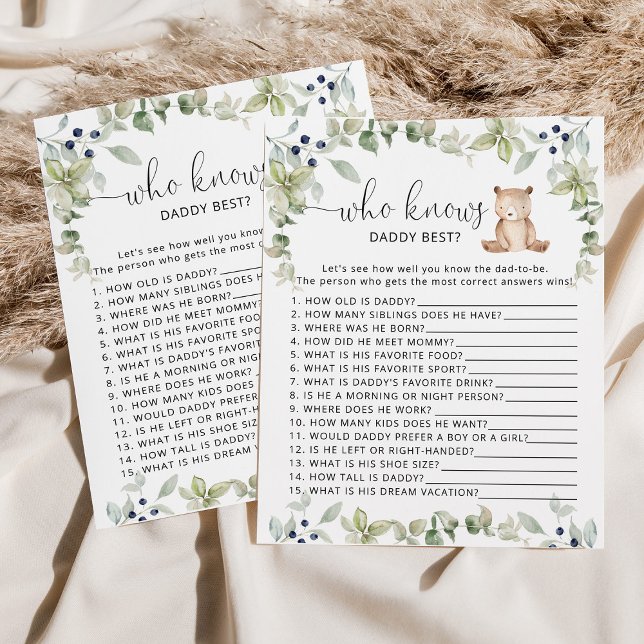 Eucalyptus björn som känner pappa bästa babydusch (Skapare uppladdad)