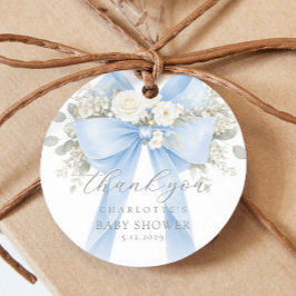 Eucalyptus Blå Båge Baby Shower Tack Gåvor Etiketter