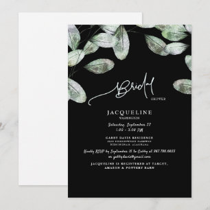 Eucalyptus Black Bride Shower Inbjudningar