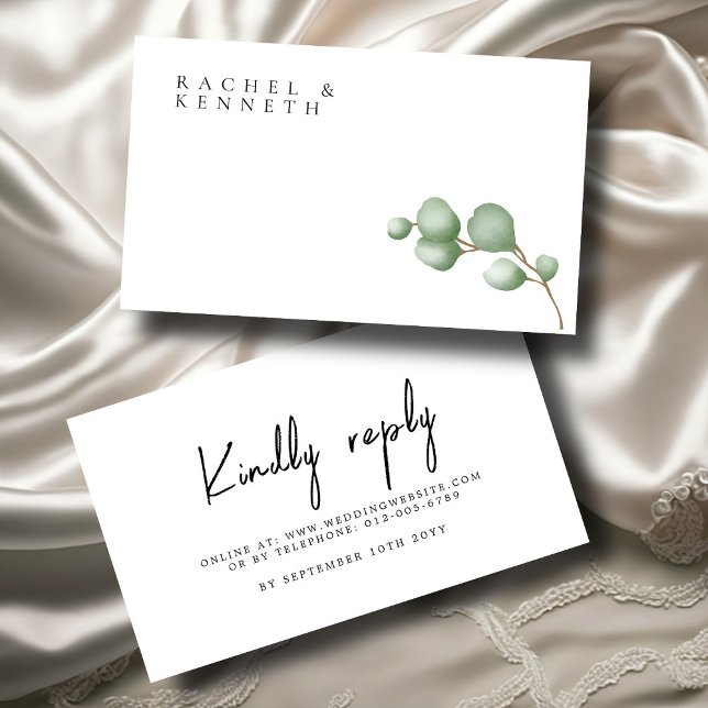 Eucalyptus Black & White Minimalist-Bröllop OSA Tilläggskort (Skapare uppladdad)