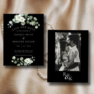 Eucalyptus Black & White Minimalist Spara datum