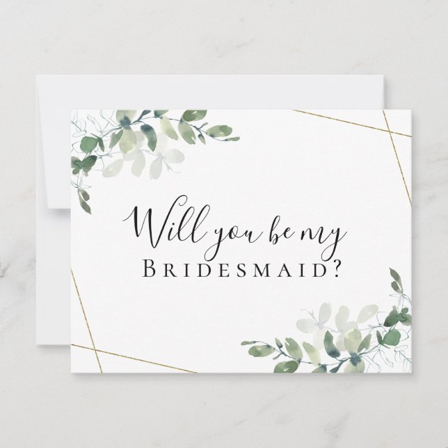 Eucalyptus blir du min Bridesmaid? Kort (Framsida)
