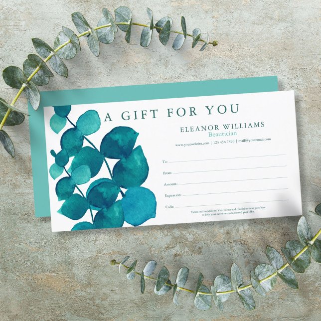 Eucalyptus Blommig Kundpresentkort (Eucalyptus Floral Customer Gift Certificate)
