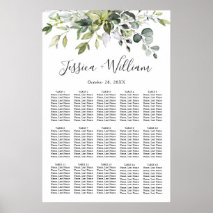 Eucalyptus Blommigt 15 Bord Bröllop, SÄKERHETSKORT Poster