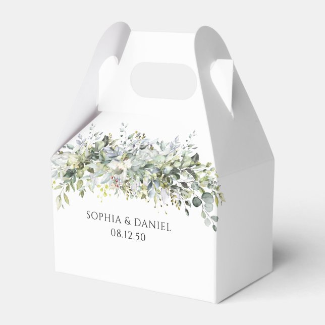 Eucalyptus Blommigt Bröllop Ceremony Favoritbox Presentaskar (Framsidan Sidan)