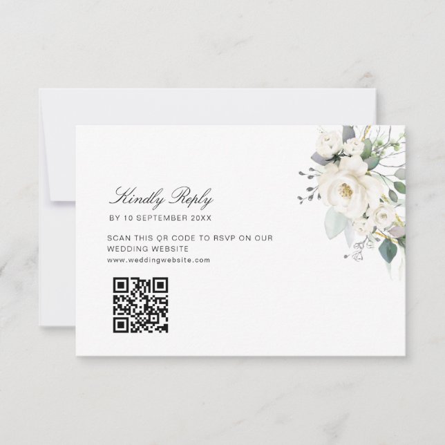 Eucalyptus blommigt bröllop QR OSA kort (Framsida)