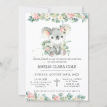 Eucalyptus Blommigt Cute Koala Baptism Christening