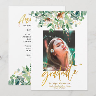 Eucalyptus Blommigt Elegant Guld Script Studenten Meddelande