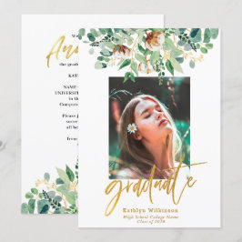 Eucalyptus Blommigt Elegant Guld Script Studenten Meddelande