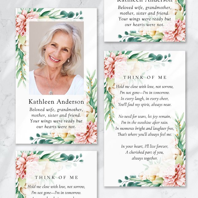 Eucalyptus Blommigt Funeral Memorial Prayer Card Visitkort (Skapare uppladdad)