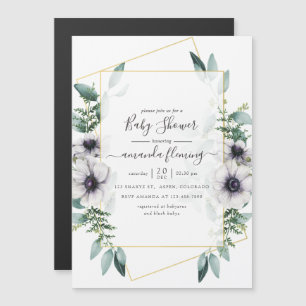 Eucalyptus Blommigt Geometric Baby Shower Magnetisk Inbjudningskort