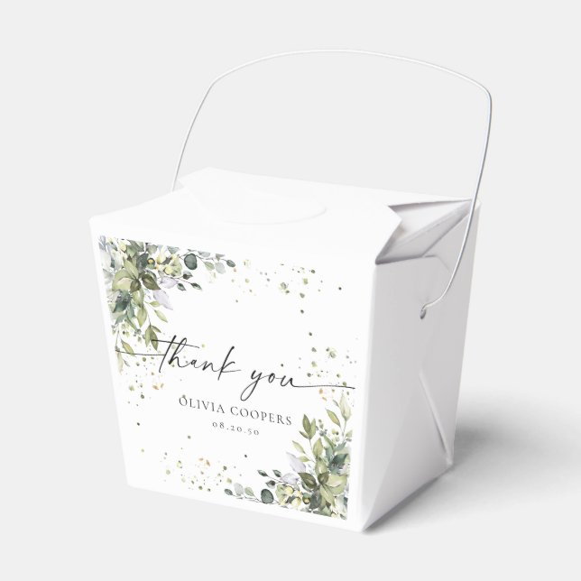 Eucalyptus Blommigt Greenery Baby Shower Favbox Presentaskar (Framsidan Sidan)