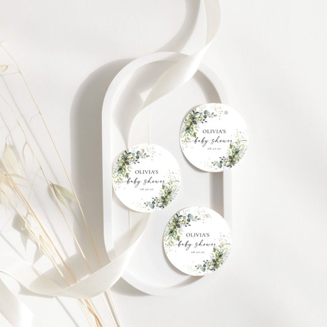 Eucalyptus Blommigt Greenery Baby Shower Favor-fav Gåvor Etiketter (Skapare uppladdad)