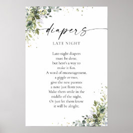 Eucalyptus Blommigt Greenery Baby Shower Poster