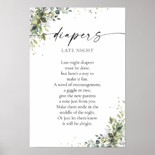 Eucalyptus Blommigt Greenery Baby Shower Poster