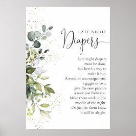 Eucalyptus Blommigt Greenery Baby Shower Poster
