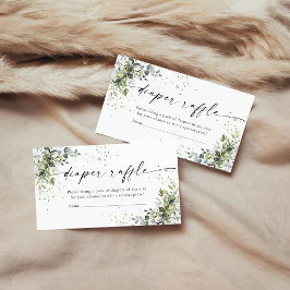 Eucalyptus Blommigt Greenery Diaper Raffle Tilläggskort