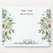 Eucalyptus Blommigt Greenery Monogram Simple Anpas