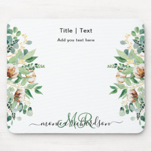 Eucalyptus Blommigt Greenery Monogram Simple Anpas Musmatta