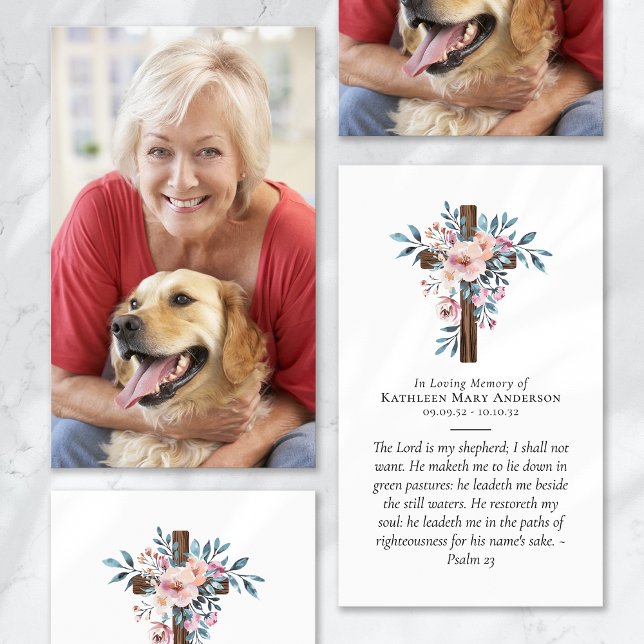 Eucalyptus Blommigt Kor Photo Memorial Prayer Card Visitkort (Skapare uppladdad)