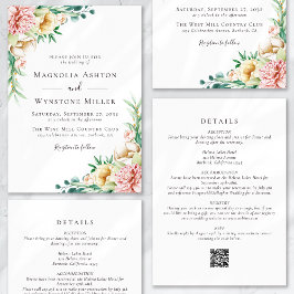 Eucalyptus Blommigt  Rosa Alla i en Bröllop Inbjudningar