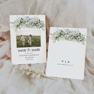Eucalyptus Blommigt spara datumet med fotokort