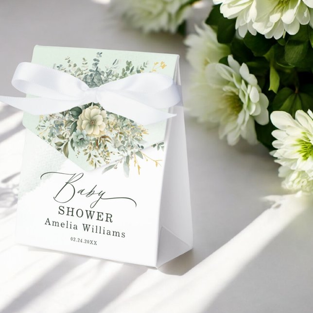 Eucalyptus Blommigt Vattenfärgning Greenery Baby S Presentaskar (Skapare uppladdad)