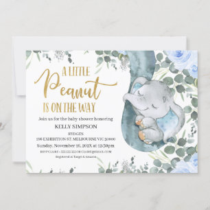 Eucalyptus Blue Blommigt Little Peanut Baby Shower Inbjudningar