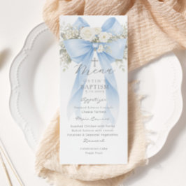 Eucalyptus Blue Bow Elegant Baptism Meny