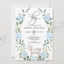 Eucalyptus Blue Flower Lamb Boy Shower