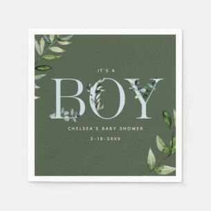 Eucalyptus Blue Grönt Boy Shower Pappersservett