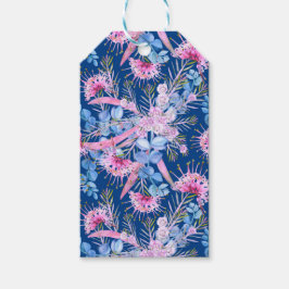 Eucalyptus Blue och Rosa Grevillea Presentetikett