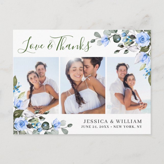 Eucalyptus Blue Ro Bröllop 3 Photo Tack Vykort (Framsida)