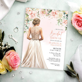 Eucalyptus Blush Pink Roses Floral Bridal Shower Inbjudningar