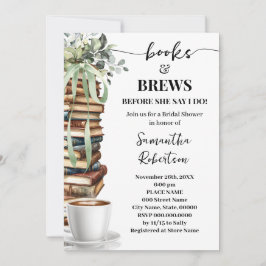 Eucalyptus Böcker & Bryggor Kaffe Bröllopsdusch Inbjudningar