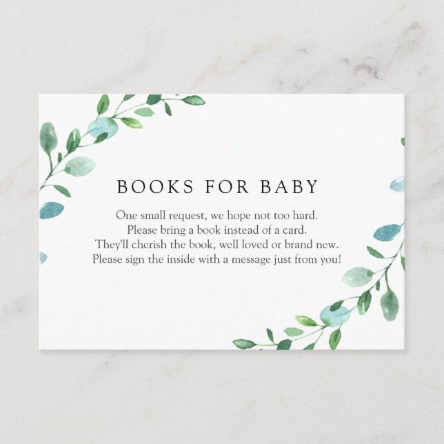 Eucalyptus böcker för baby inneslutningskort tilläggskort (Framsida)