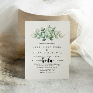 Eucalyptus Boda Grönt av minimalistisk kalligrafi Inbjudningar